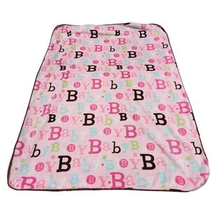 Circo Target Pink Velour Brown B A B Y Letters Sherpa Baby Girl Blanket ABCs